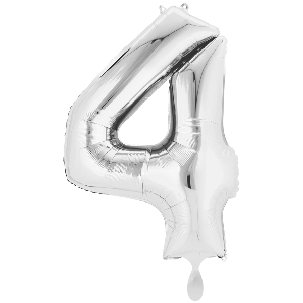 Folienzahl 4 silber 66cm