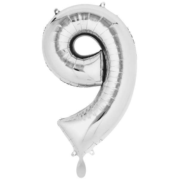 Folienzahl 9 silber 66cm