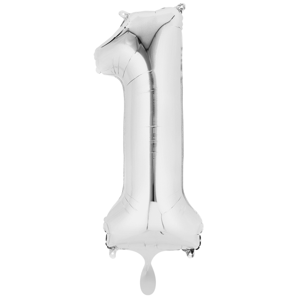 Folienzahl 1 silber 66cm